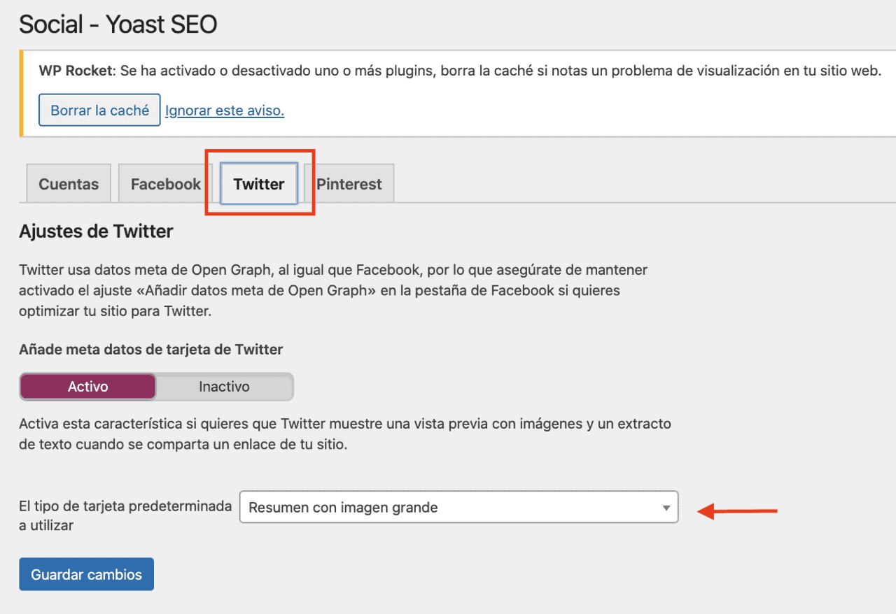 ajustes twitter yoast seo