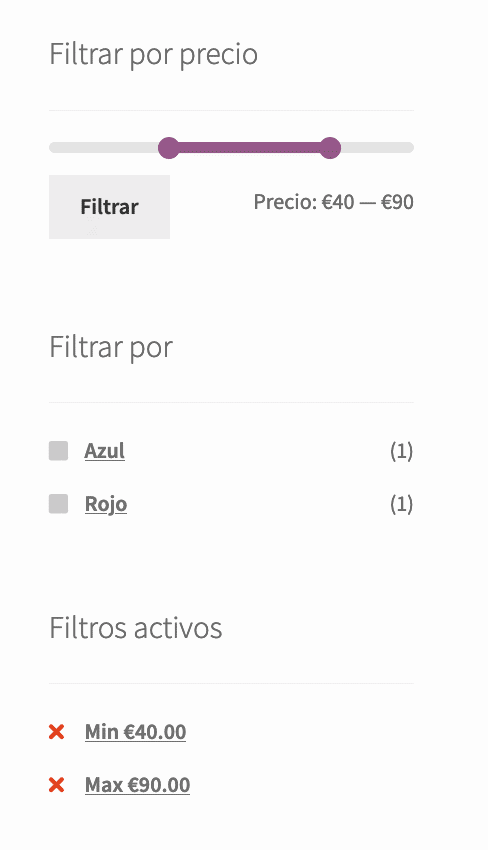 Filtros de productos en WooCommerce