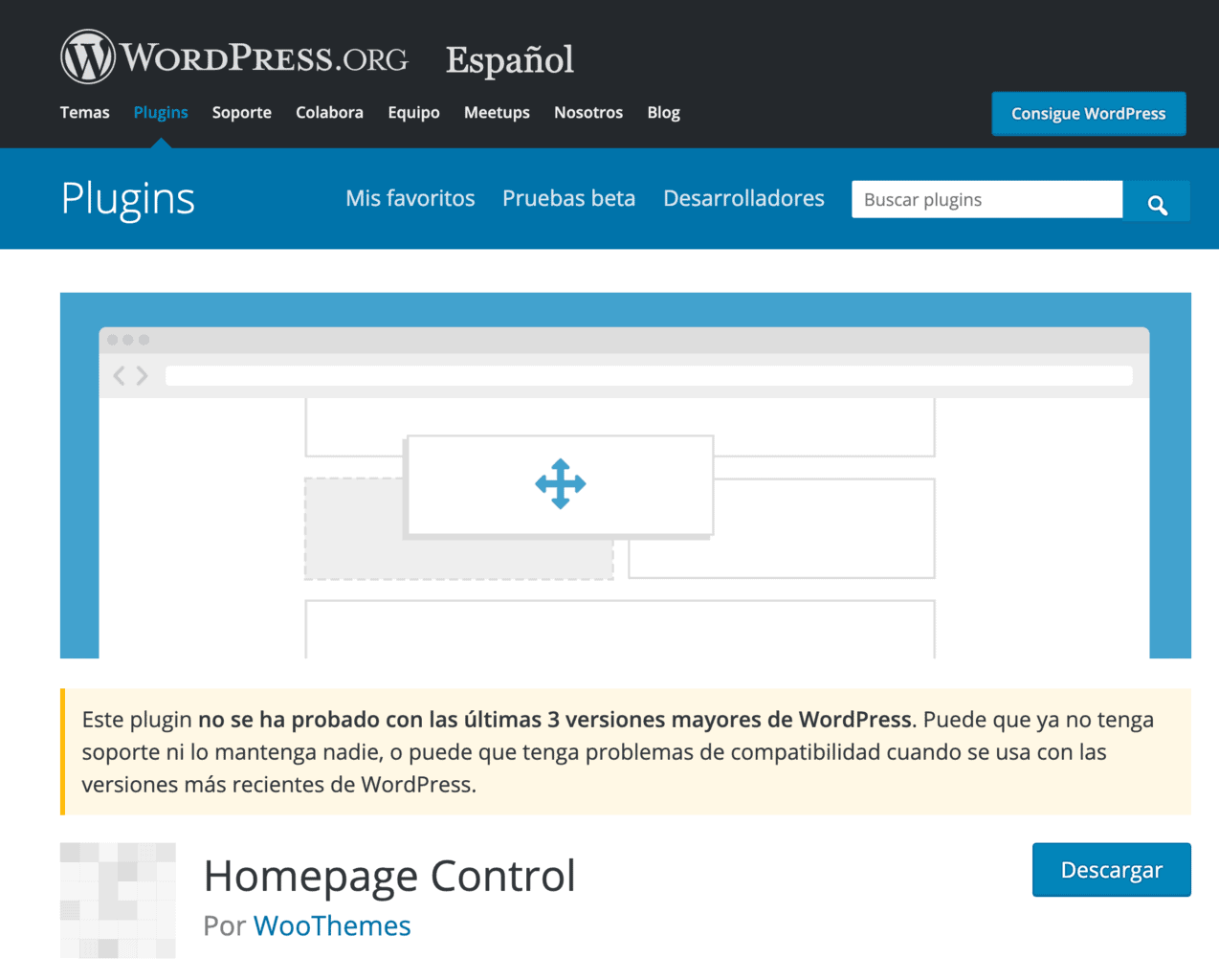 Homepage Control – Plugin WordPress aviso