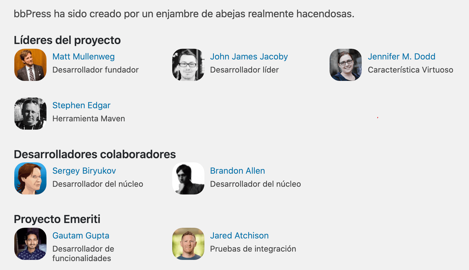 Desarrolladores de bbPress