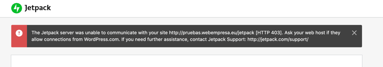 El servidor de Jetpack no pudo comunicarse con su sitio