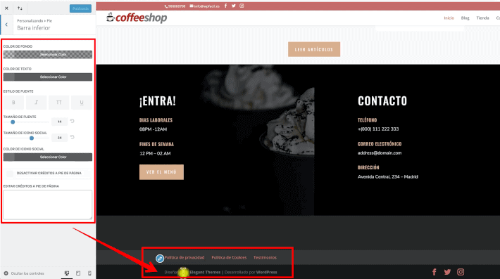 Curso de Divi 4 Basico - Personalizando el pie de pagina