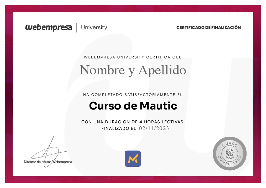 Certificado Curso Mautic de University